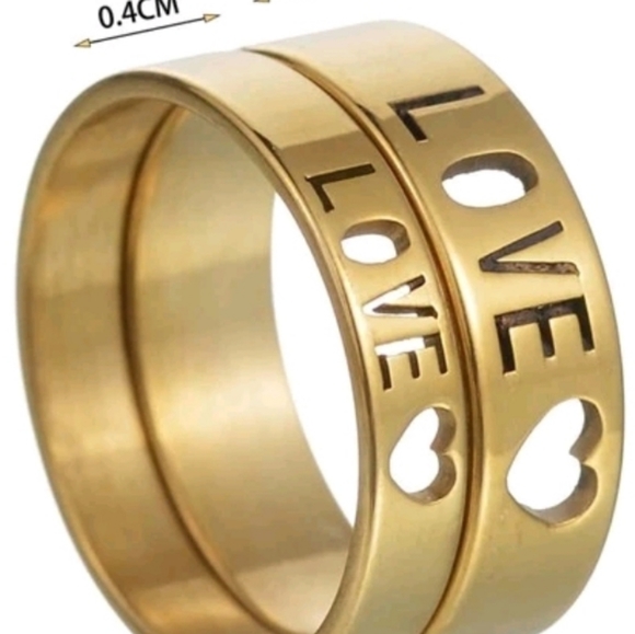 2 pcs men heart/ letters detail ring - Picture 3 of 3